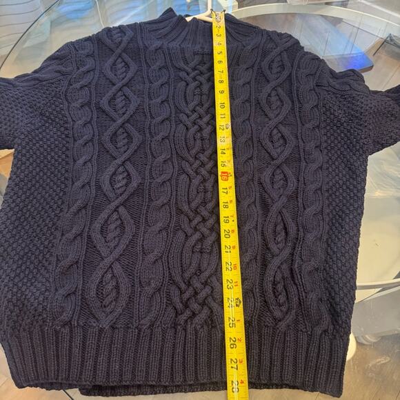 Tasso Elba Men's Chunky Cable Knit Mock Turtleneck Sweater Navy Blue Size XL - Picture 4 of 6